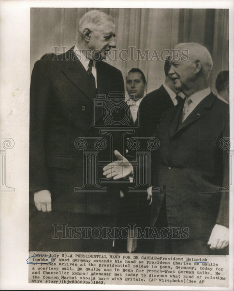 1963 Press Photo Heinrich Luebke West Germany - Historic Images