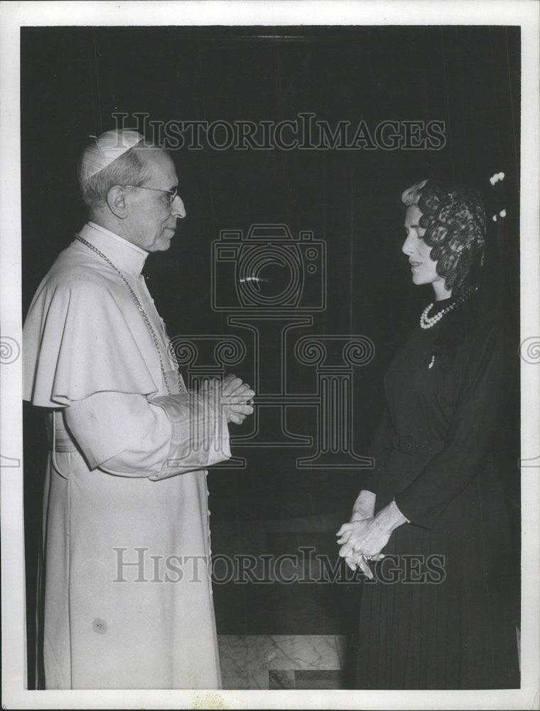 1957 Press Photo Pope Pius XII receives former US Amb to Italy,Mrs Clare Luce - Historic Images