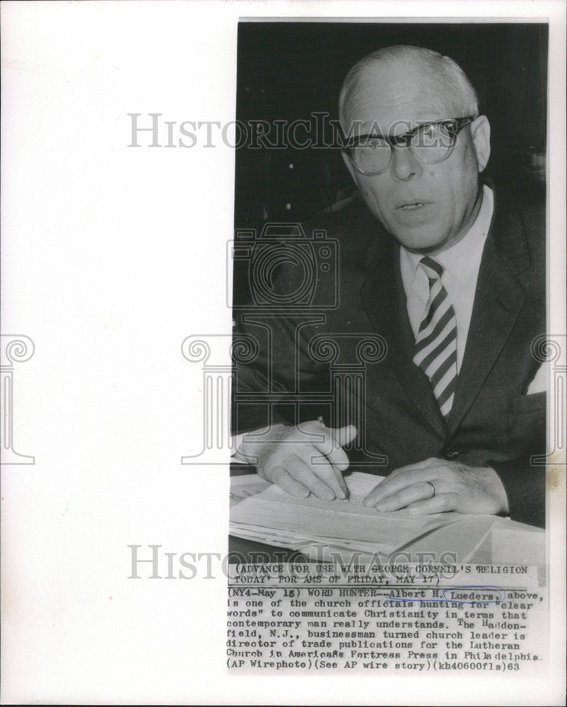 1963 Press Photo Albert Luders Lutheran Church Fortress Press Philadephia - Historic Images