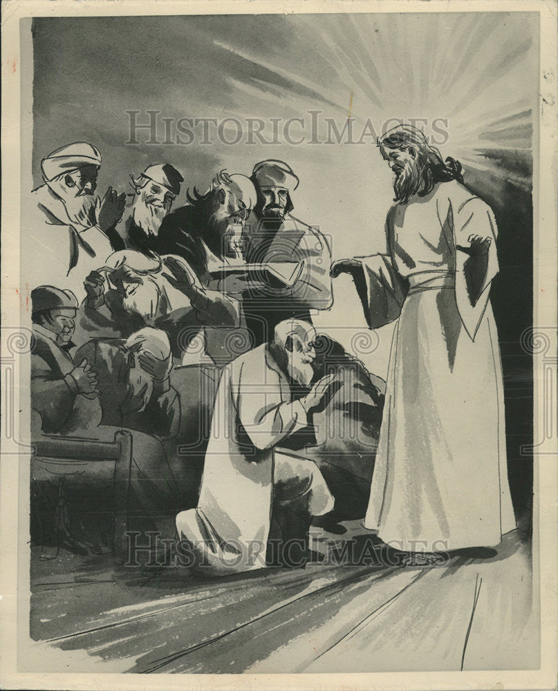 1949 Press Photo Rembrandt etching &quot;Christ Appears to the Disciples&quot; at the Met - Historic Images