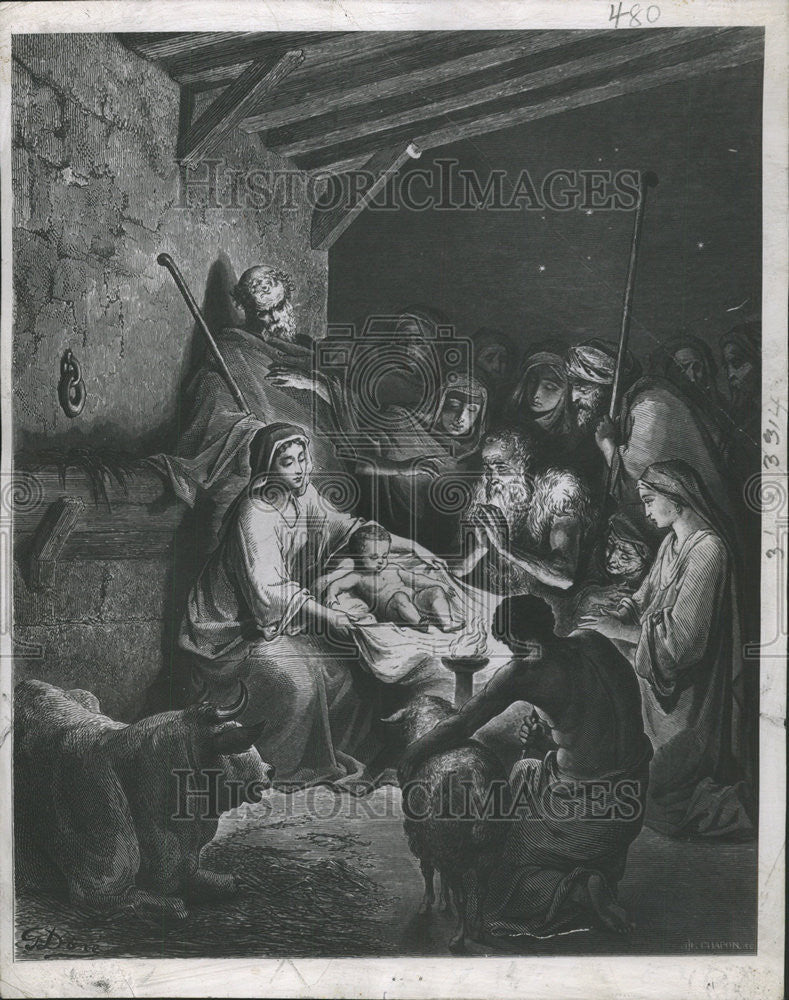 1946 Press Photo THE NATIVITY ART  PAUL GUSTAVE DORE - Historic Images