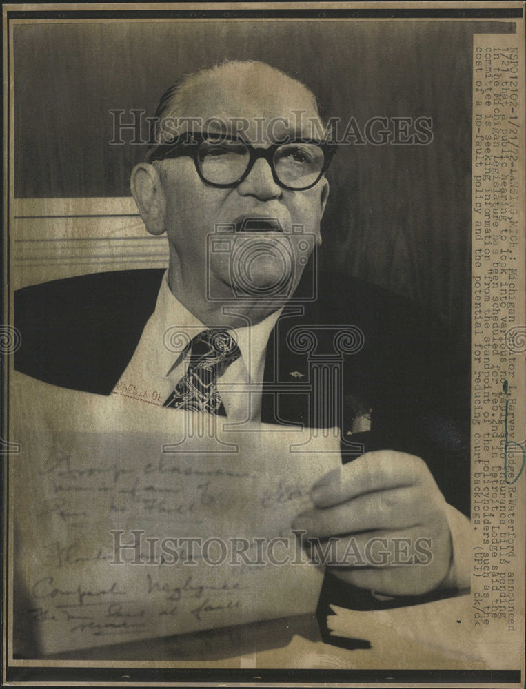 1972 Press Photo Senator L. Harvey Lodge - Historic Images