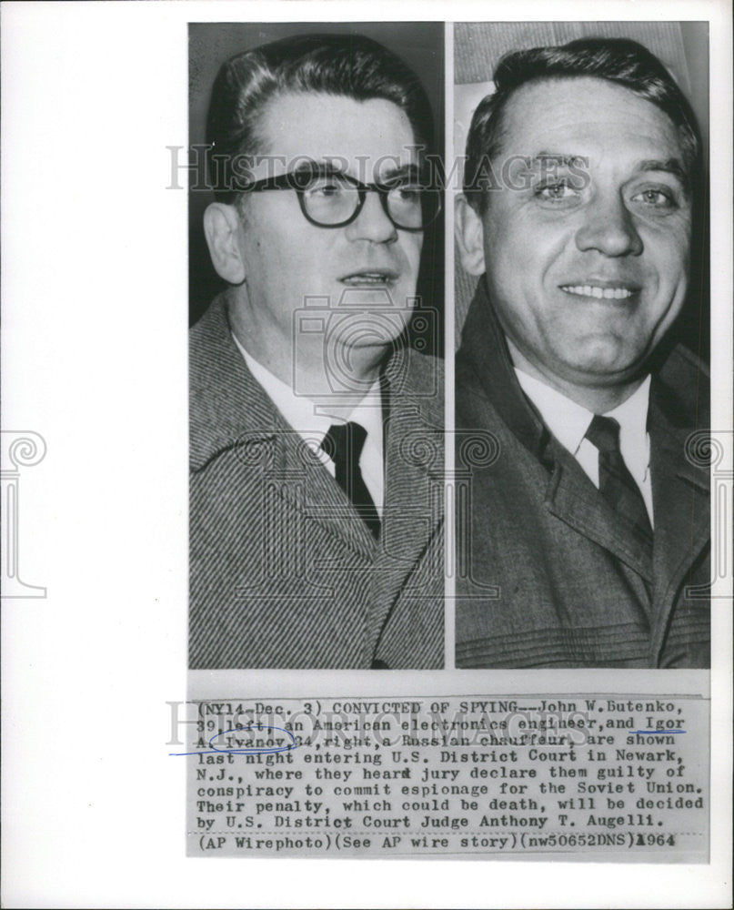 1964 Press Photo John Butenko And Igor Ivanov Declared Guilty Of Conspiracy - Historic Images