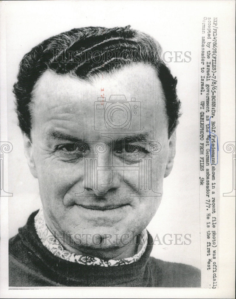1965 Press Photo Dr. Rolf Friedemann German Ambassador - Historic Images