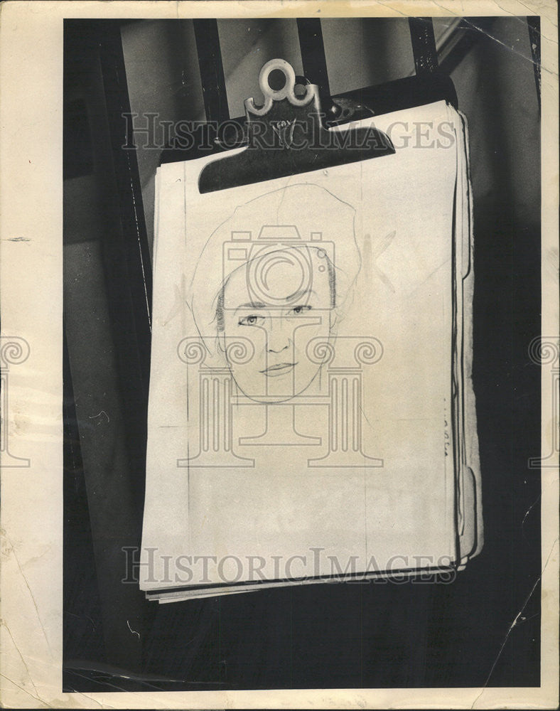 1964 Press Photo Sketch made bu police artist who kidnapped baby Michael Reese - Historic Images