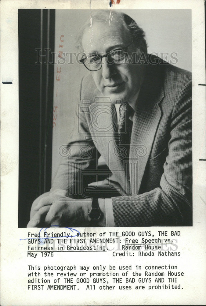 1978 Press Photo Fred Friendly Author Good Guys First Amendment Free Speech - Historic Images