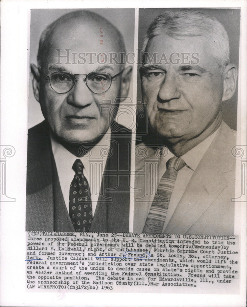 1963 Press Photo Arthur Freund Louis Attorney Justice Caldwell Edwardsville - Historic Images