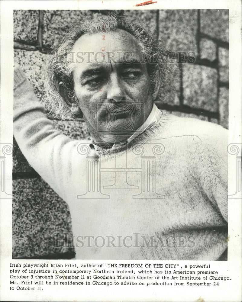 1973 Press Photo Irish Playwright Brian Friel Freedom Northern Ireland Art Play - Historic Images