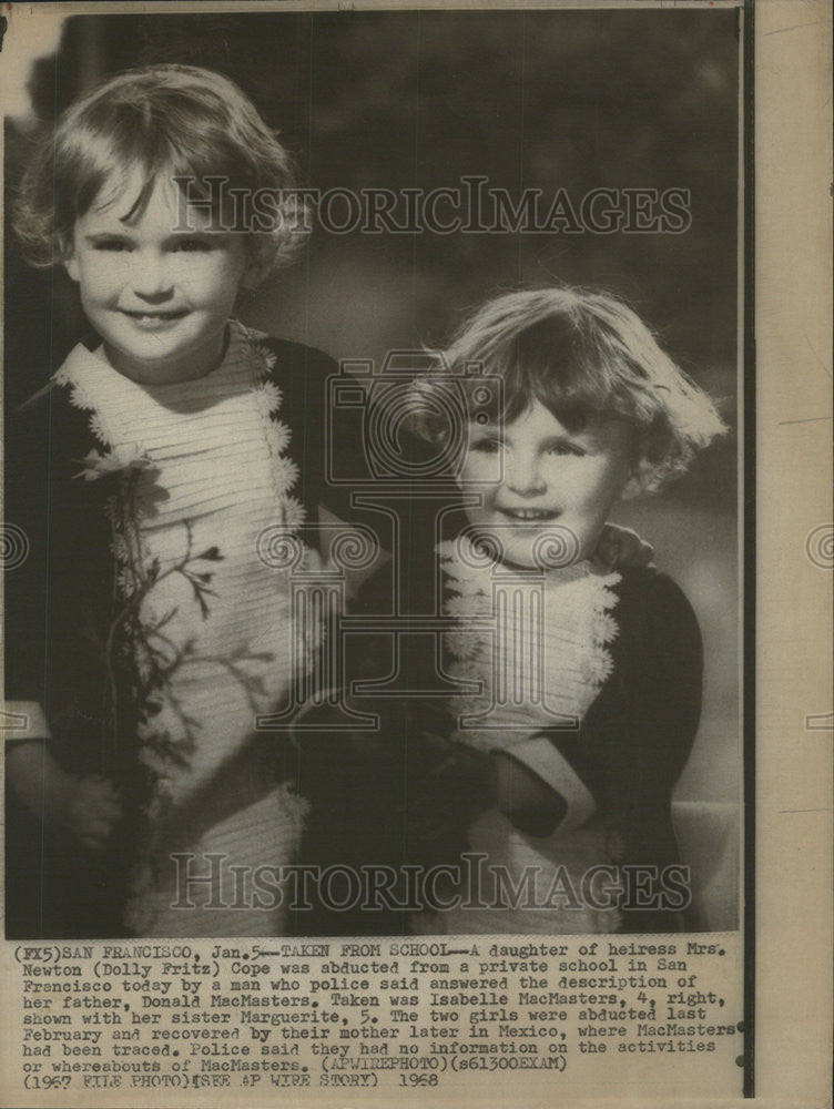 1968 Press Photo Dolly Fritz Cope Daughter Isabelle Abducted Father MacMasters - Historic Images