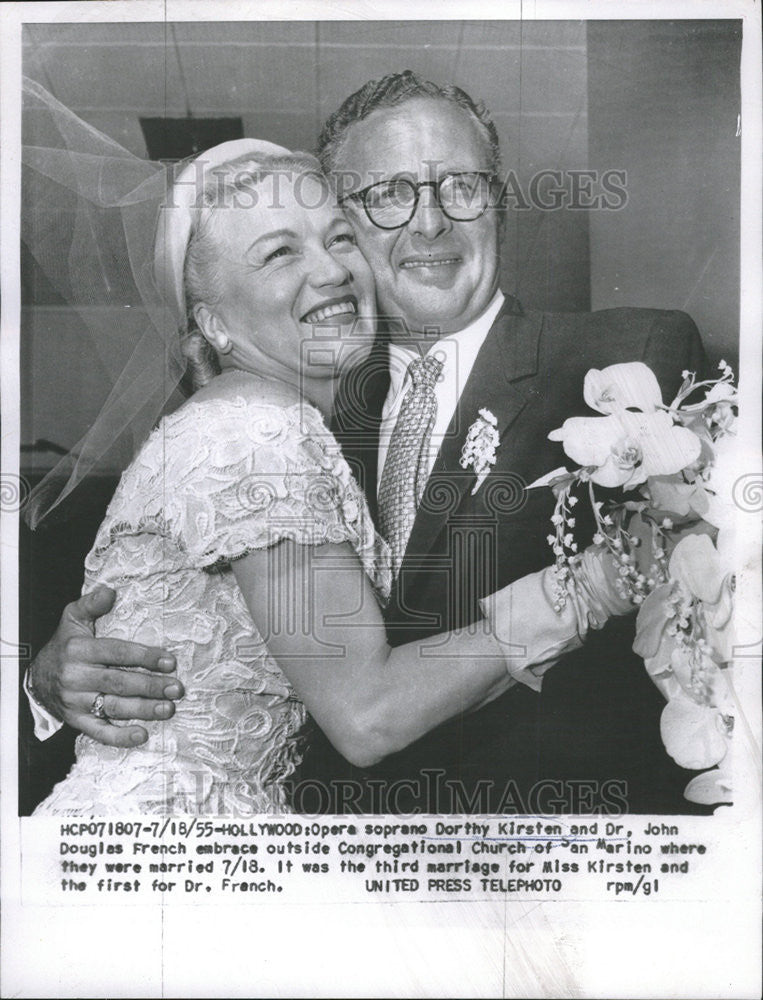 1955 Press Photo Dorothy Kirsten and Dr. John Douglass at Congregation Church - Historic Images