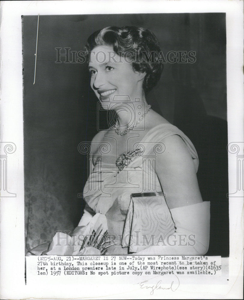 1957 Press Photo Princess Margaret 27th birthday - Historic Images
