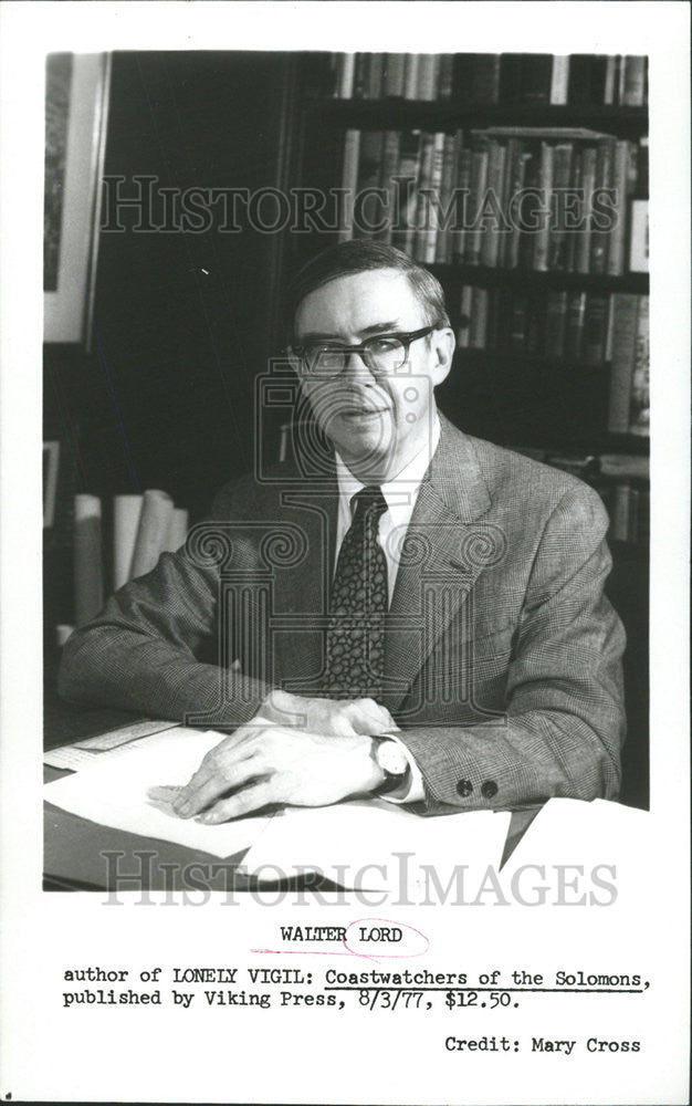 1977 Press Photo Walter Lord, Author Of Lonely Vigil: Coastwatchers Of The Solom - Historic Images