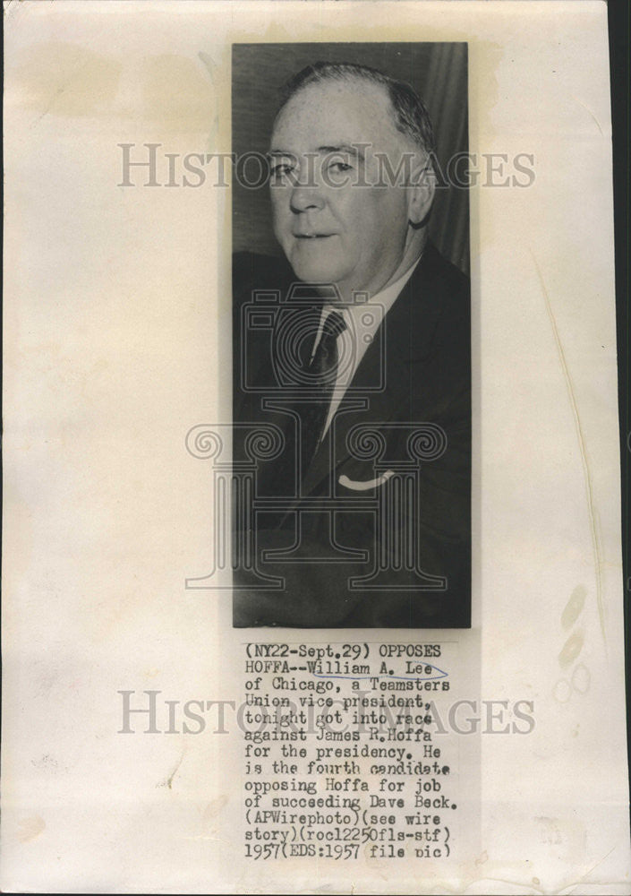 1957 Press Photo Chicago Federation Of Labor President William Lee - Historic Images