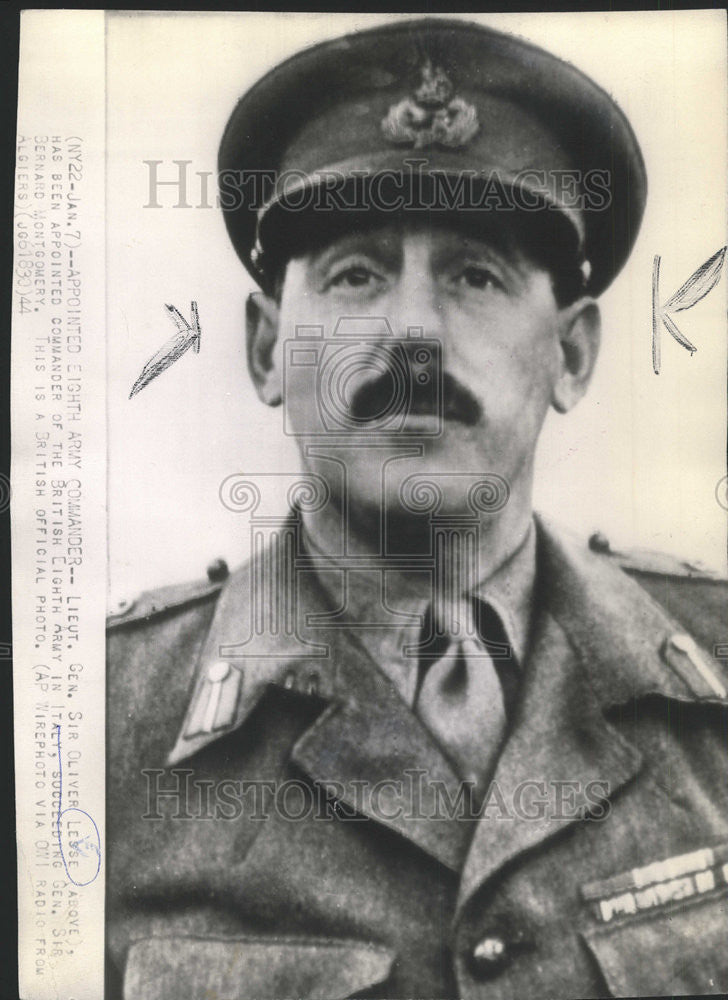 1944 Press Photo Lt. Gen Sir Oliver Lesse appointed commander of the British Lig - Historic Images