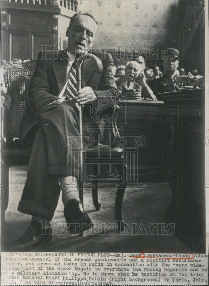 1947 Press Photo Jean Loustaneau Lacau French Military Republic Inspector - Historic Images