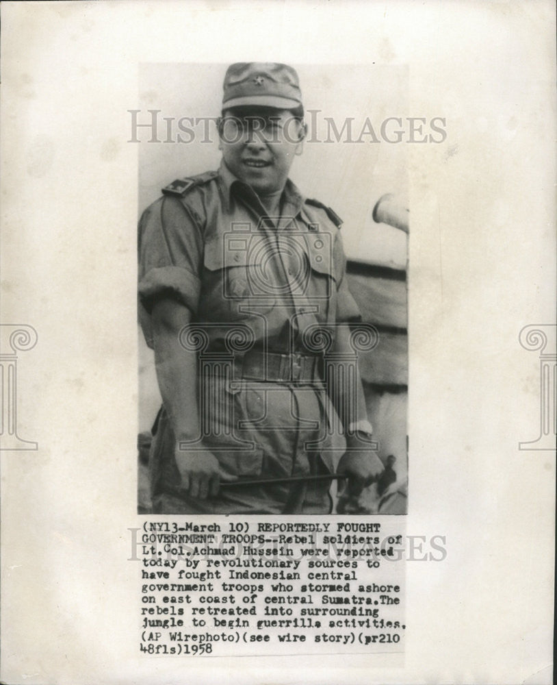 1958 Press Photo Rebel Soldiers of Achmad Hussein Were Reported by Sources - Historic Images