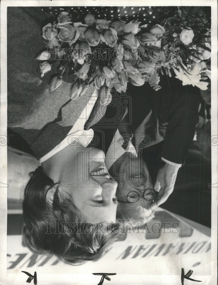 1958 Press Photo Princess Margrethe of Denmark with king Gustaff VI Adolfe - Historic Images