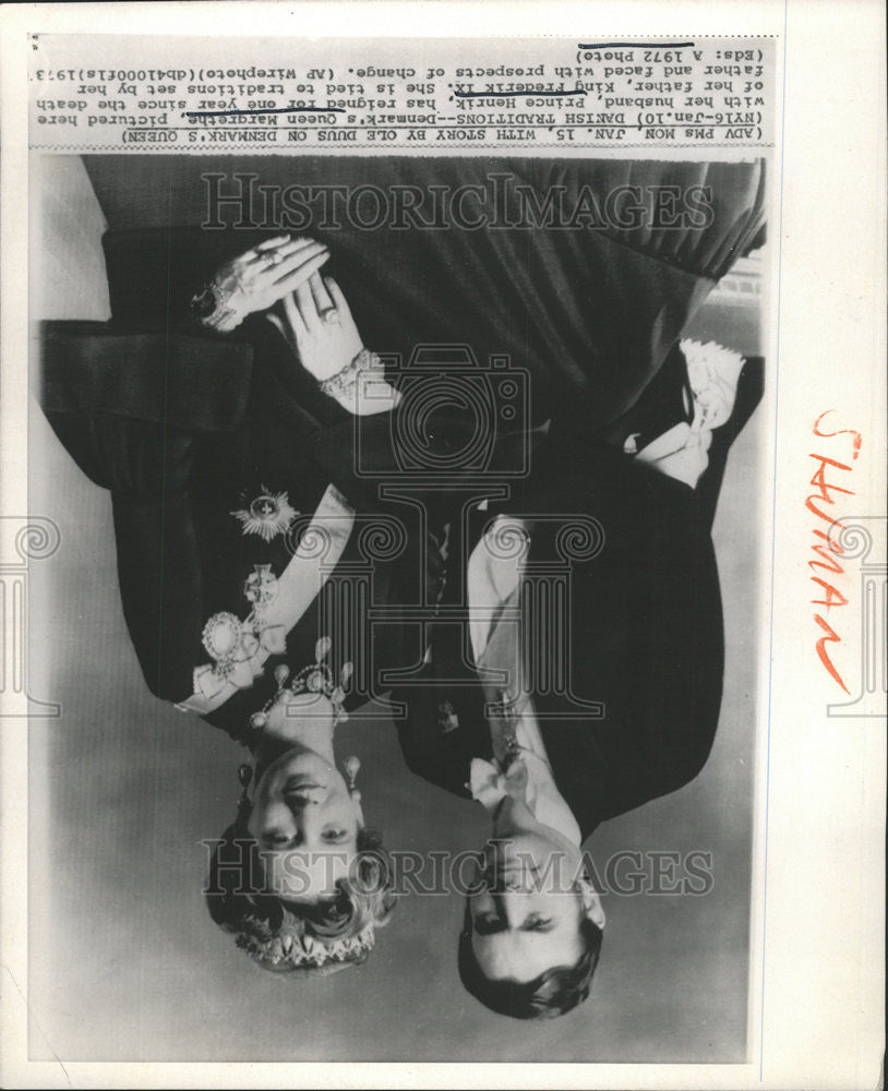 1973 Press Photo Queen Margrethe II &amp; Prince Henrik Denmark Royal Family - Historic Images