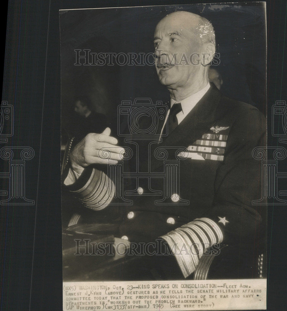 1945 Press Photo Fleet Admiral Ernest Joseph King Military Affairs Committee - Historic Images