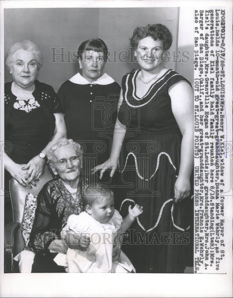1958 Press Photo Mrs. Henry Kiel W/ 5 Generations Of Family N St. Louis - Historic Images
