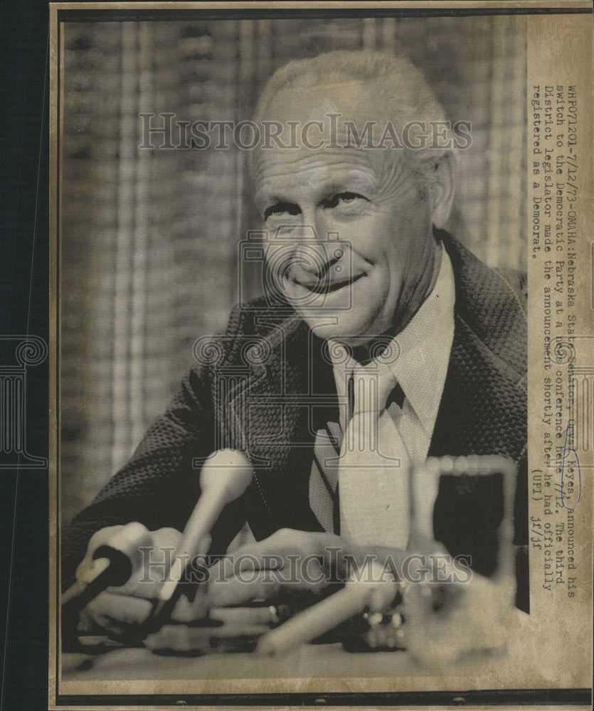 1973 Press Photo Nebraska State Senator, Oryal Keyes Switches to Democrat - Historic Images