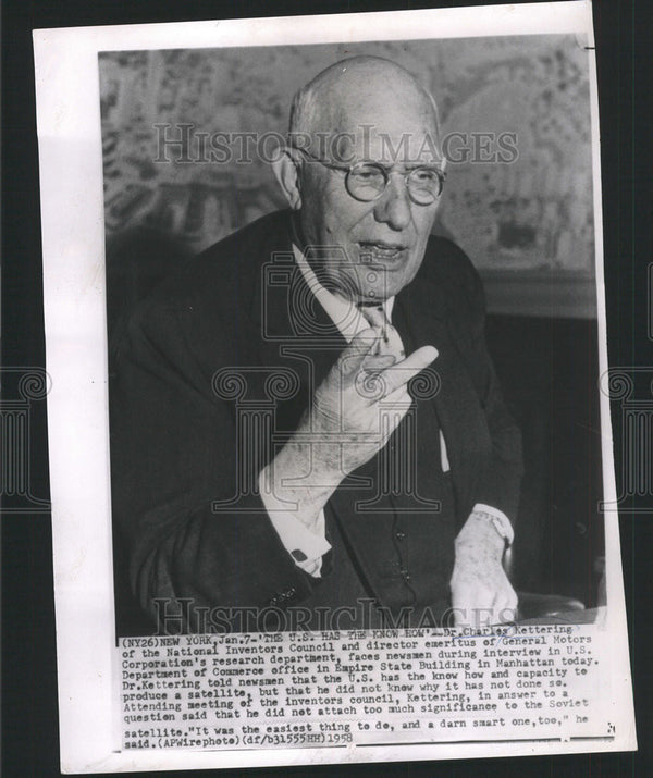 1958 Press Photo Charles Kettering National Inventors Council General ...