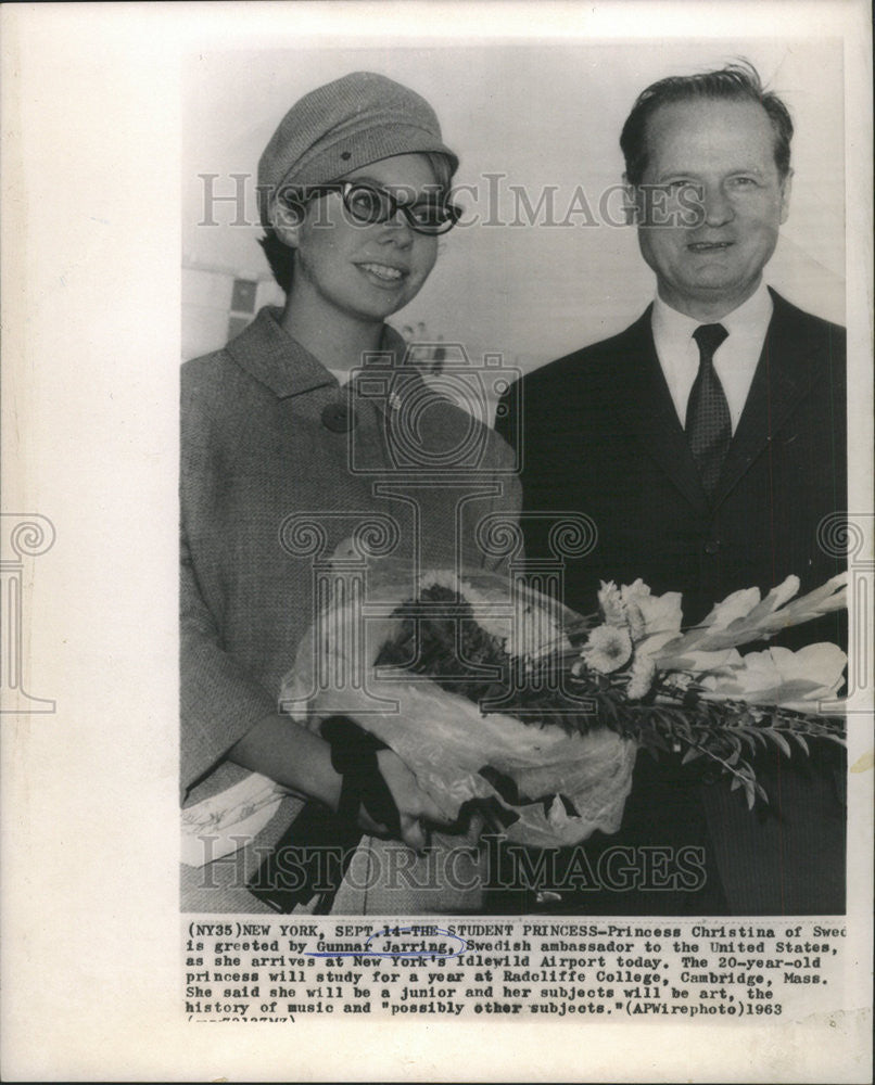 1963 Press Photo Princess Christina Sweden Gunnar Jarring Swedish ambassador - Historic Images