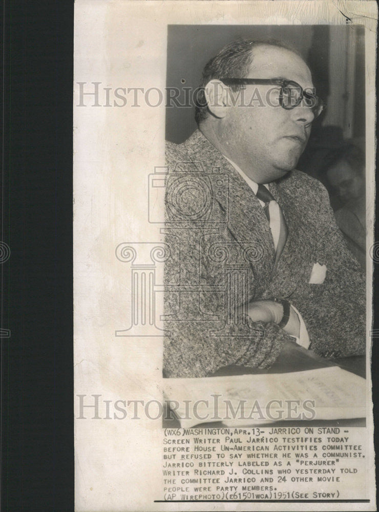 1951 Press Photo Screen Writer Paul Jarrico On Stand - Historic Images