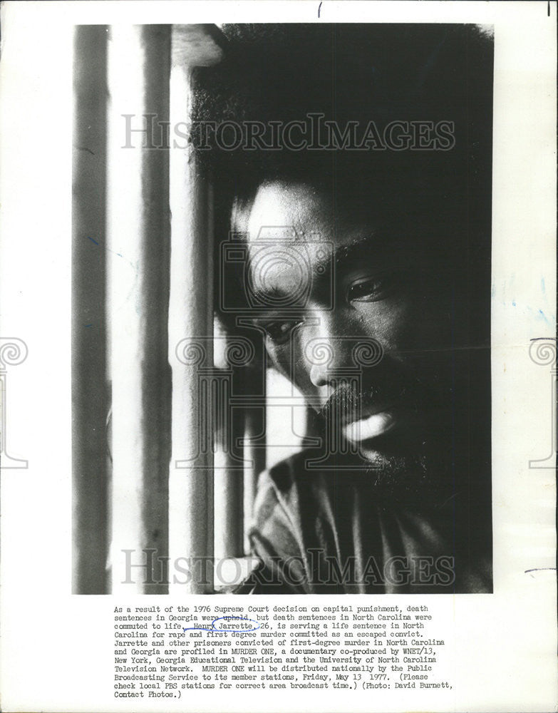 1977 Press Photo Henry Jarrette Criminal Rape Murder Crimes - Historic Images