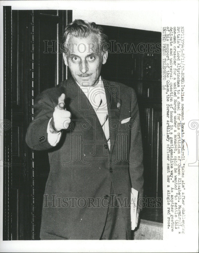 1957 Press Photo Italian newsman Renato Harmdroli - Historic Images