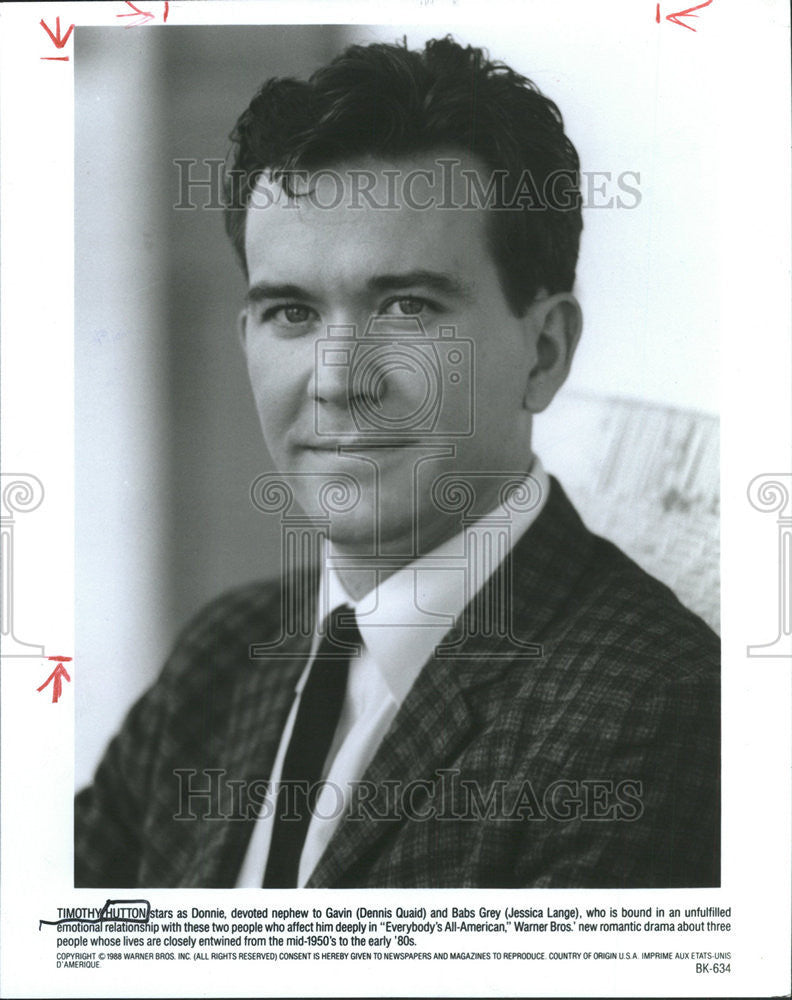 1988 Press Photo Timothy Hutton American Film &amp; Television Actor - Historic Images