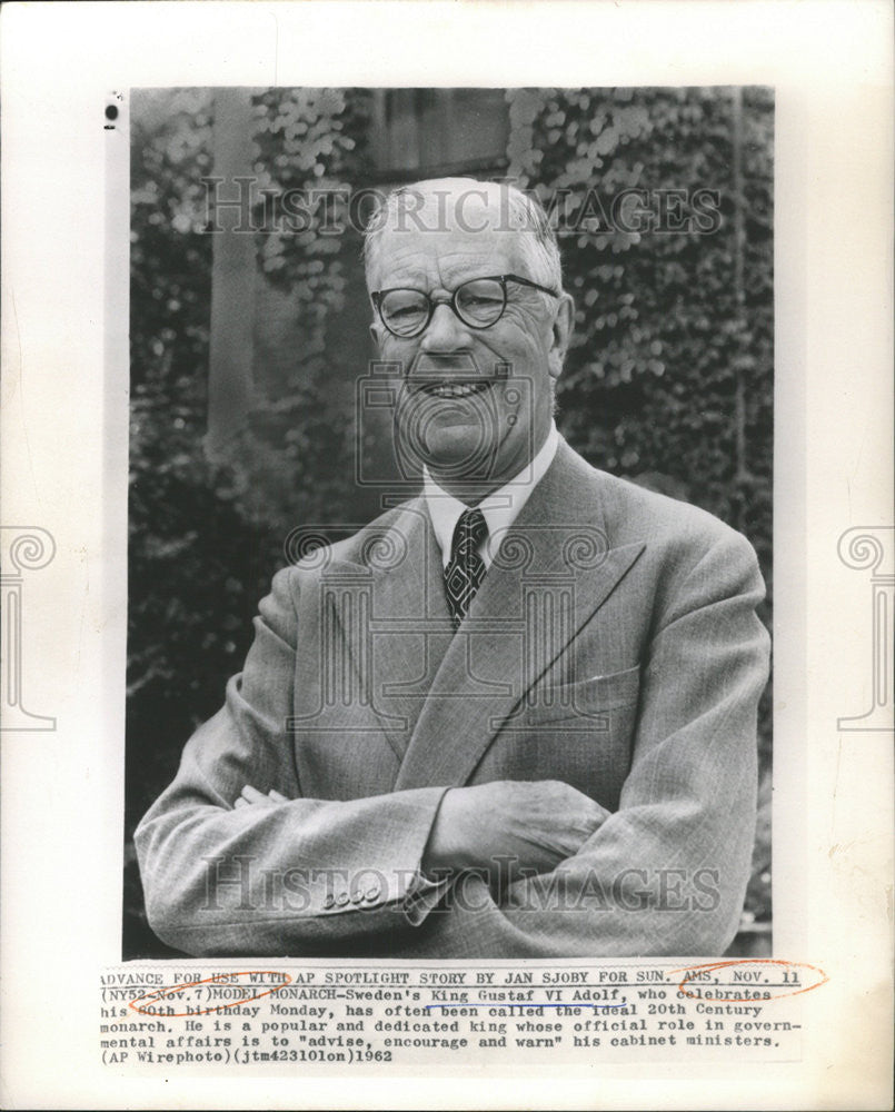 1962 Press Photo Sweden King Gustaf VI Adolf birthday governmental cabinet - Historic Images