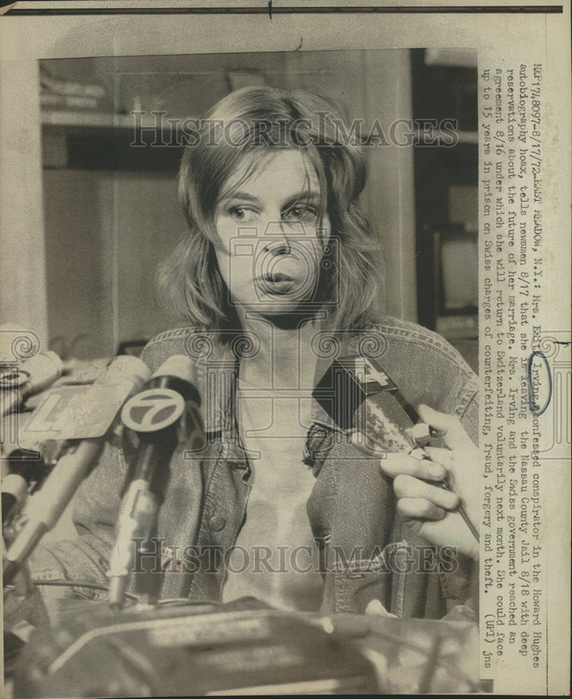 1972 Press Photo Mrs. Edith Irving confessed conspirator - Historic Images