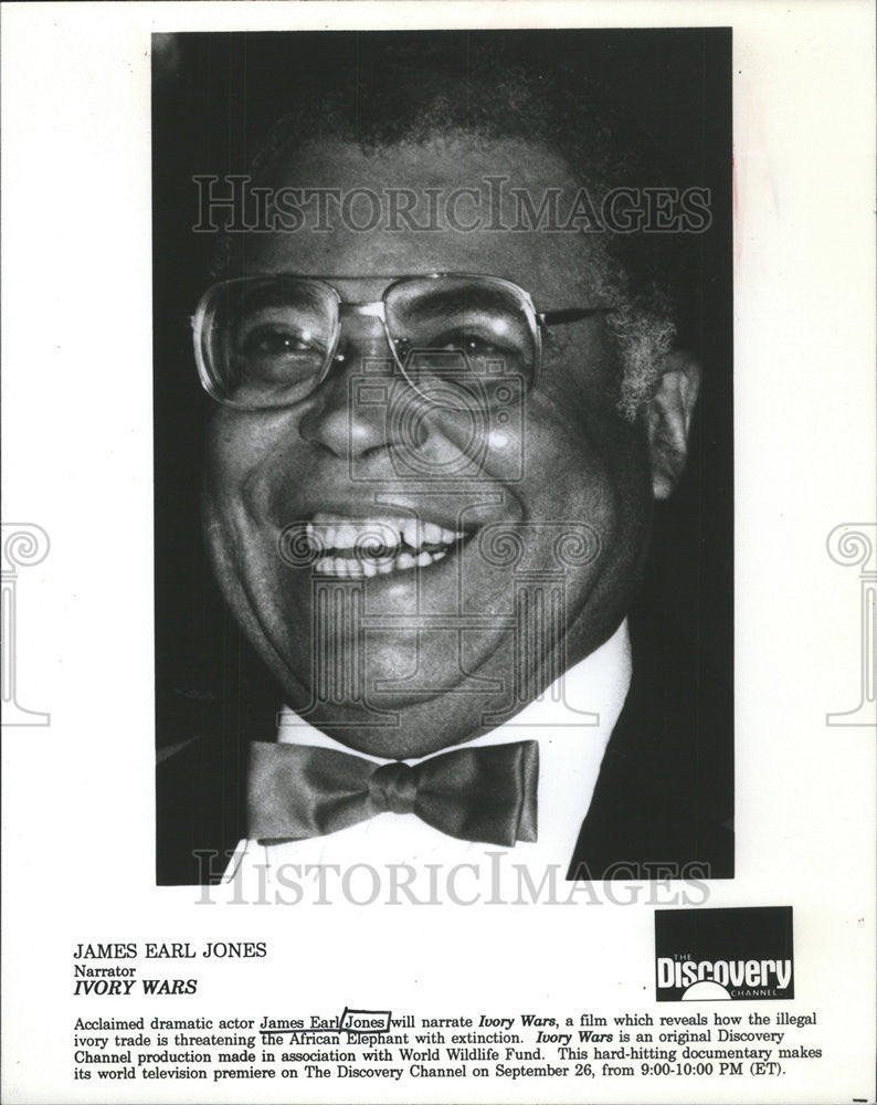 1990 Press Photo James Earl Jones dramatic actornarrate Ivory Wars threaten - Historic Images