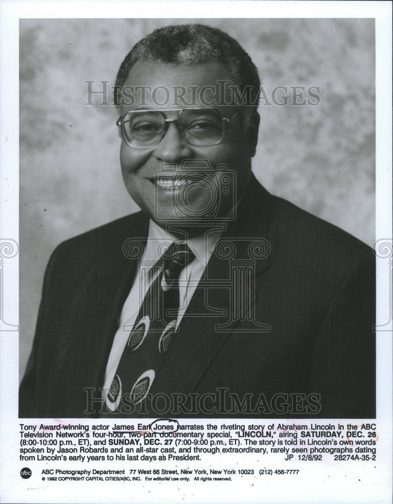 1992 Press Photo James Earl Jones Actor - Historic Images