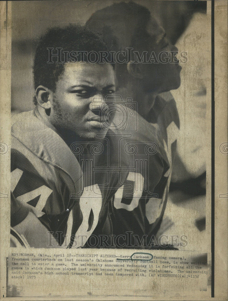 1973 Press Photo Ketty Jackson Oklahoma University Football Team - Historic Images