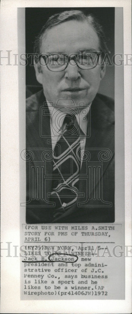1972 Press Photo Jack Jackson president administrative officer JC Penney Co - Historic Images