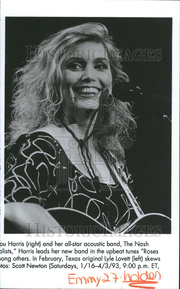 1993 Press Photo Emmylou Harris Nash Band Tunes Roses Lyle Lovett l star America - Historic Images