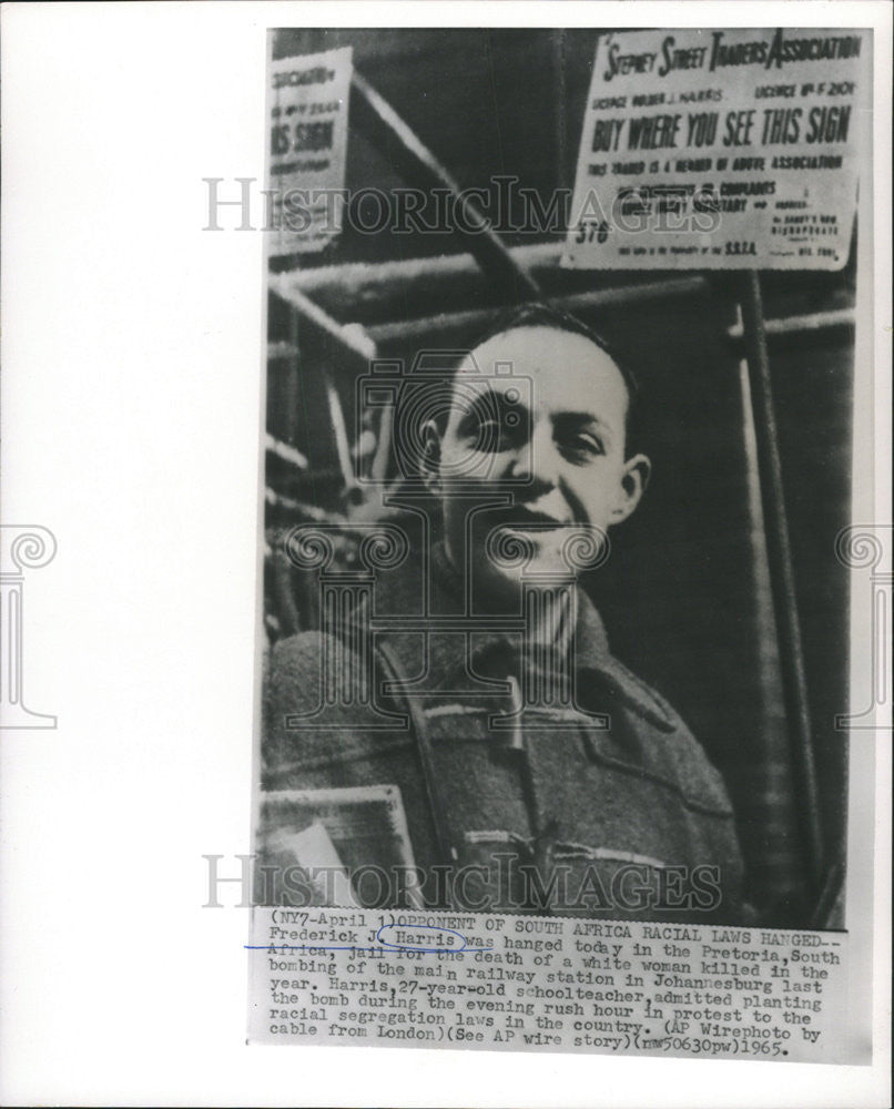 1965 Press Photo Frederick Harris Pretoria South Africa jail white woman kill - Historic Images