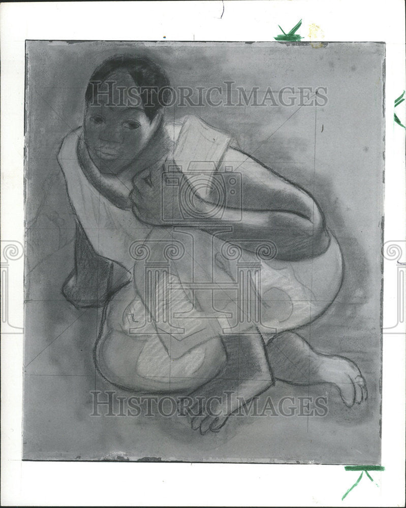 1970 Press Photo Paul Gauguin Crouching Tahitian Girl Art - Historic Images