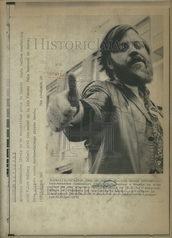 1971 Press Photo Red bearded Communist Digby Jacks Student annual Union cable - Historic Images