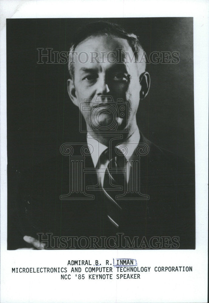 1985 Press Photo Admiral B.R. Inman Microelectronics and Computer Technology Cor - Historic Images