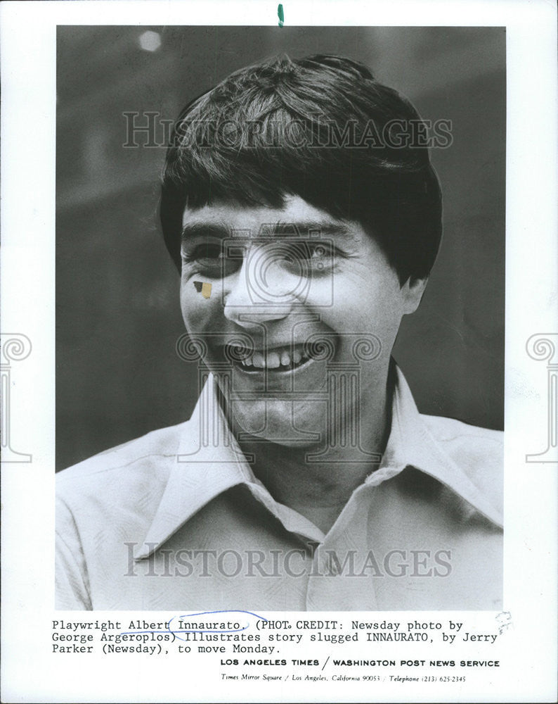 1977 Press Photo Playwright Albert Innaurato Story Jerry Parker Slug - Historic Images