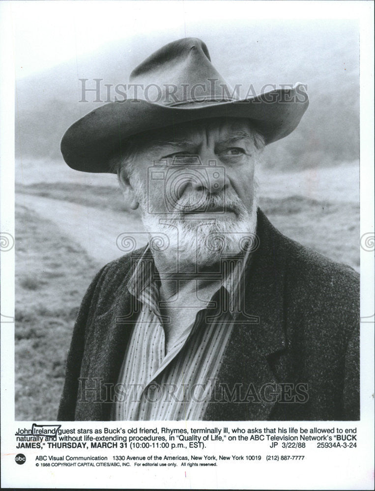 1988 Press Photo John Ireland Rhymes terminally Buck James Quality ABC life - Historic Images