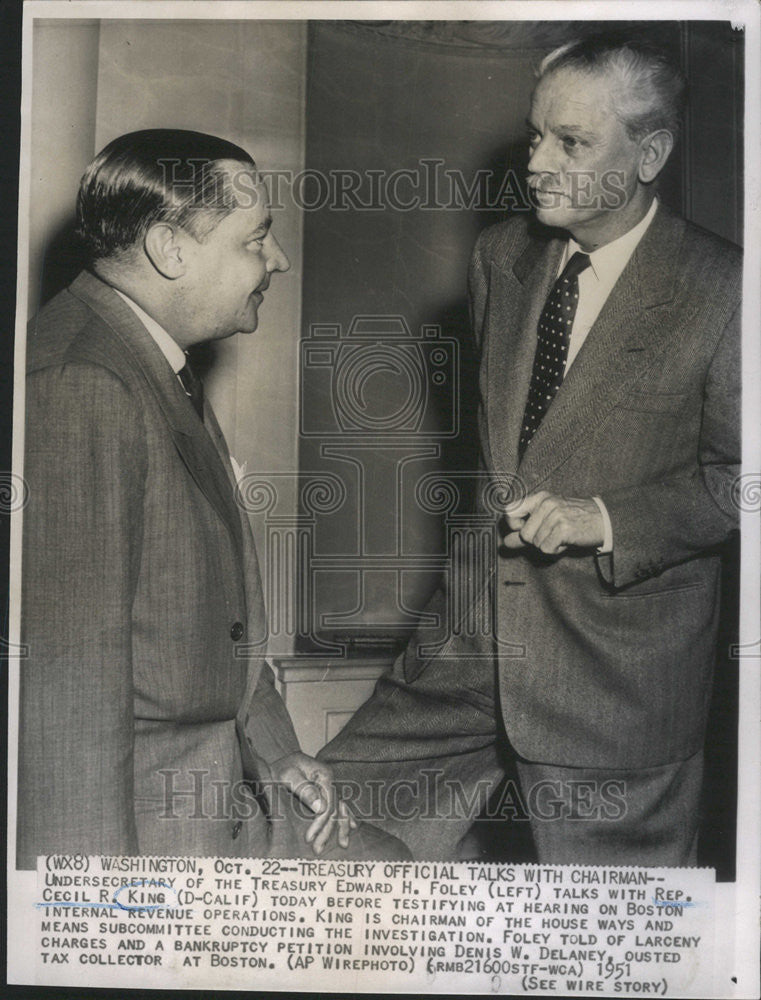 1951 Press Photo Edward H Foley Treasury Undersecretary - Historic Images