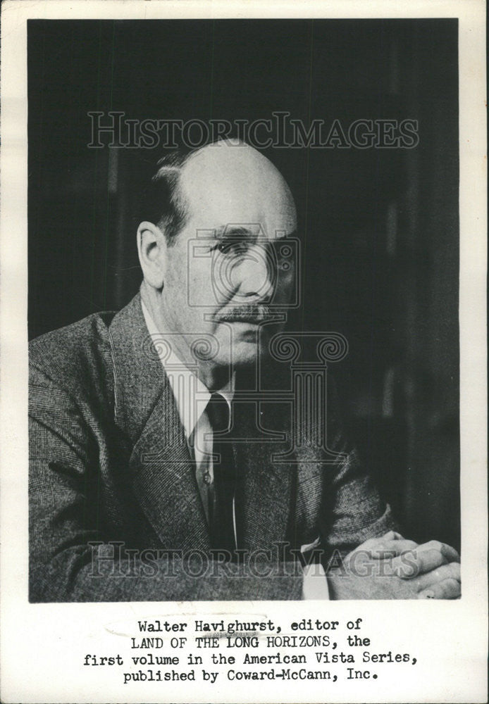 1961 Press Photo Walter Havighurst Editor Land Long Horizons - Historic Images