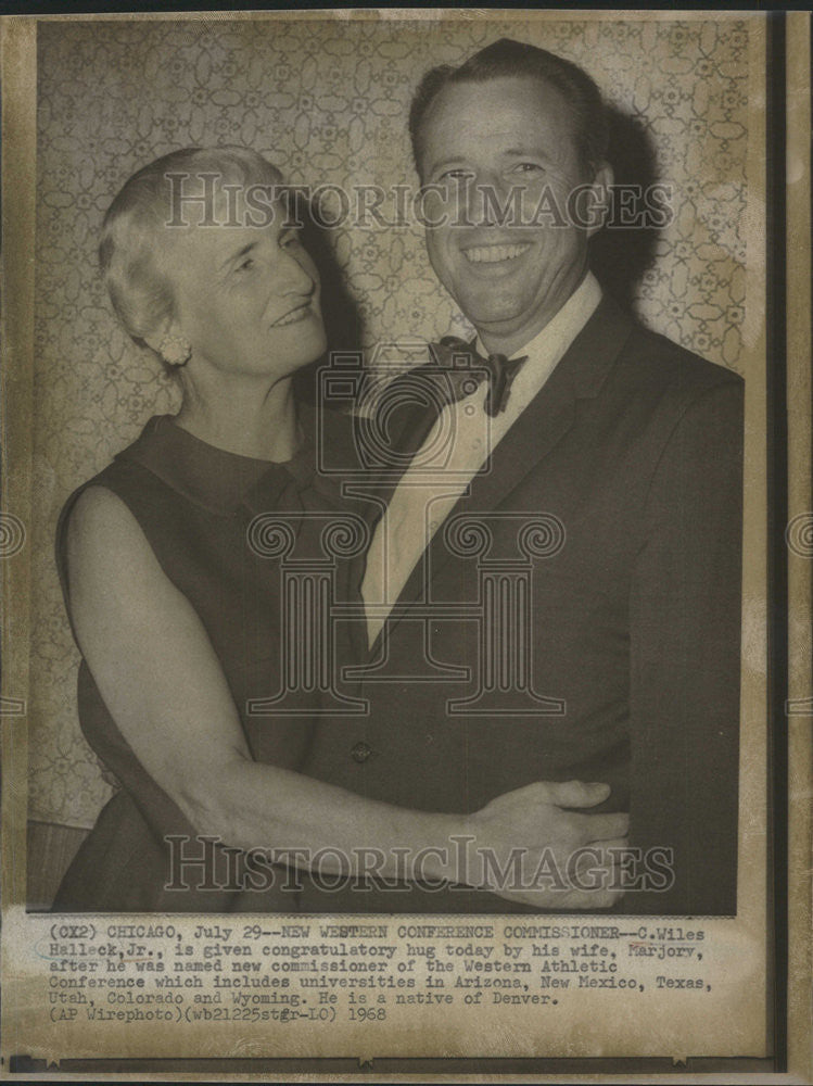 1968 Press Photo Wiles Halleck Jr Marjory Western Athletic Conference Utah Denver - Historic Images