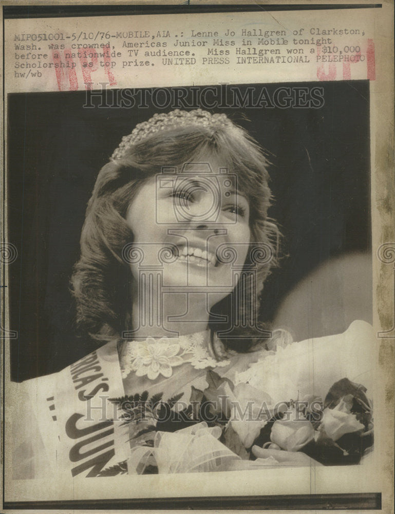 1976 Press Photo Lenne Jo Hallgren America&#39;s Junior Miss in Mobile. - Historic Images