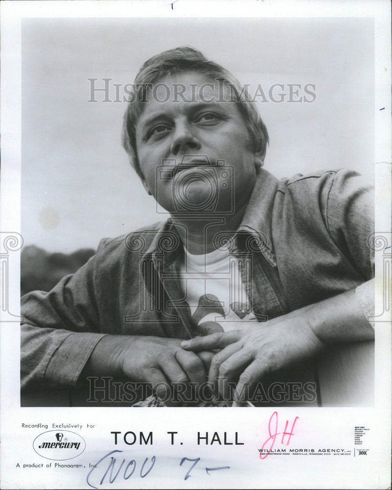 1977 Press Photo Tom T. Hall American Country Music Singer &amp; Songwriter - Historic Images