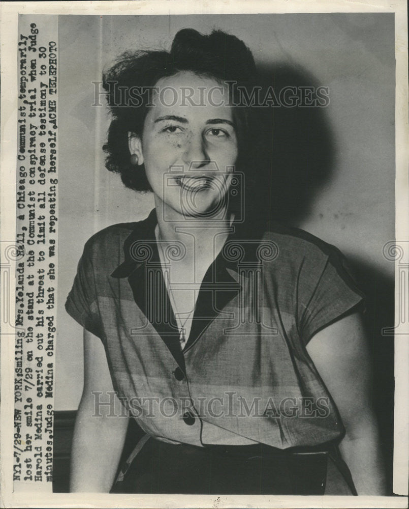 1949 Press Photo Yelanda Hall Chicago Communist Communist Conspiracy trial - Historic Images